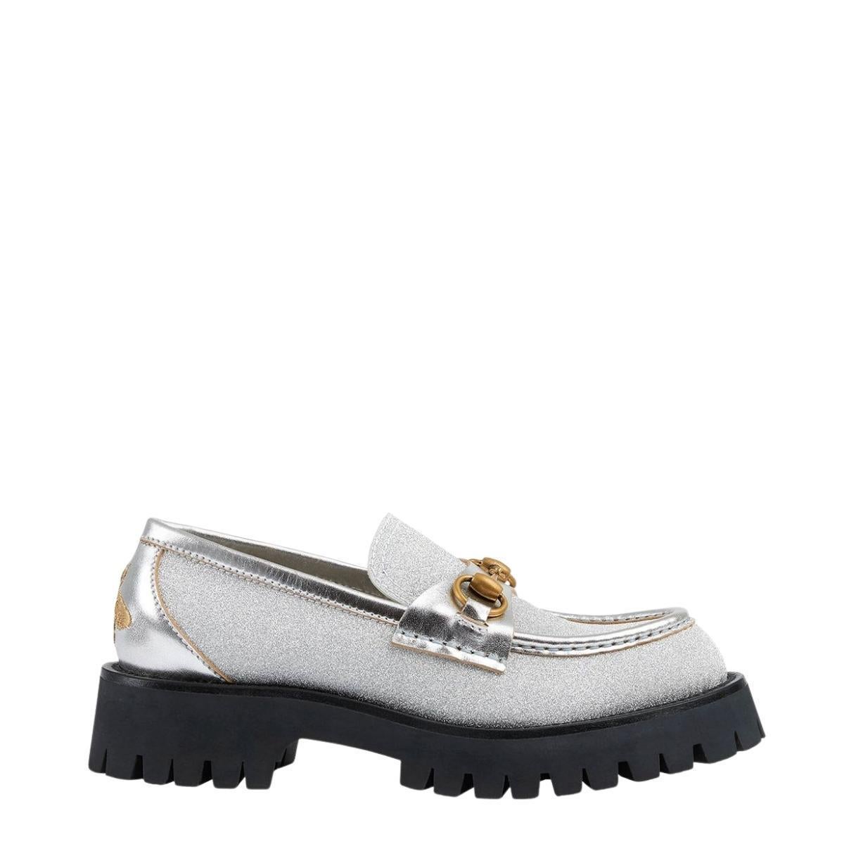 Gucci Horsebit Lug Sole Glitter Loafers 39 In New Condition In Brossard, QC