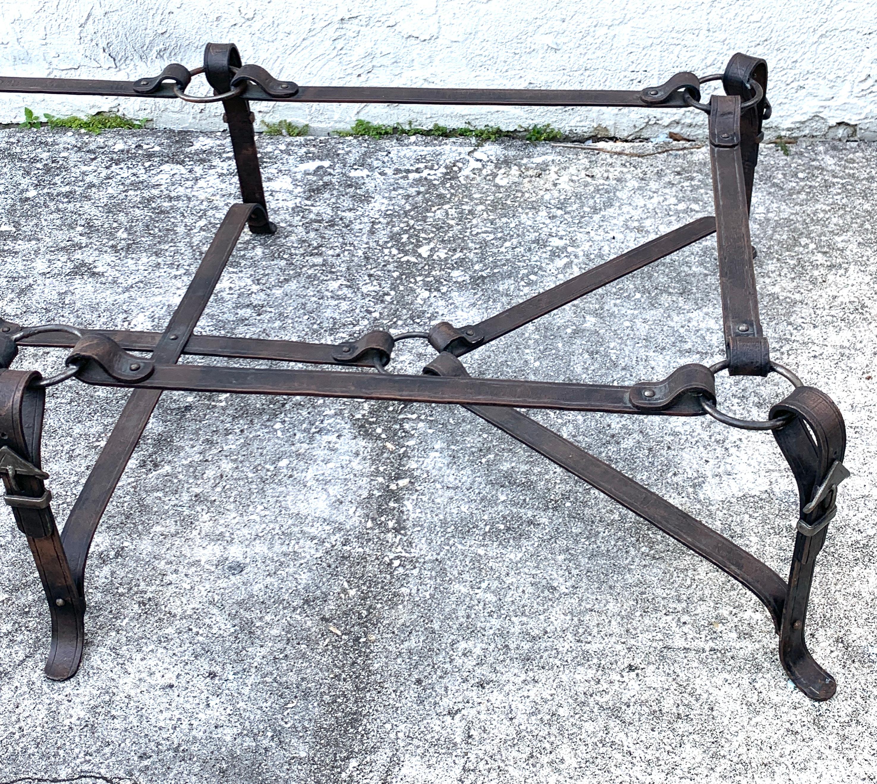 Iron Horsebit Motif Coffee Table Base, in the Manner of Hermes