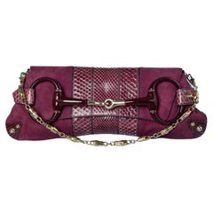 Horsebit purple suede and python chain clutch bag  Gucci by Tom Ford 