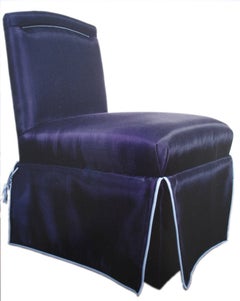 Horsehair Onassis Designer Slipper Chairs-Exotic Aubergine Midcentury Custom