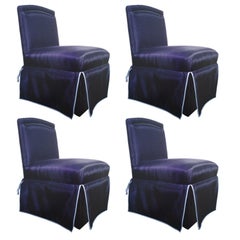 Horsehair Onassis Designer Slipper Chairs-Exotic Aubergine Midcentury Custom