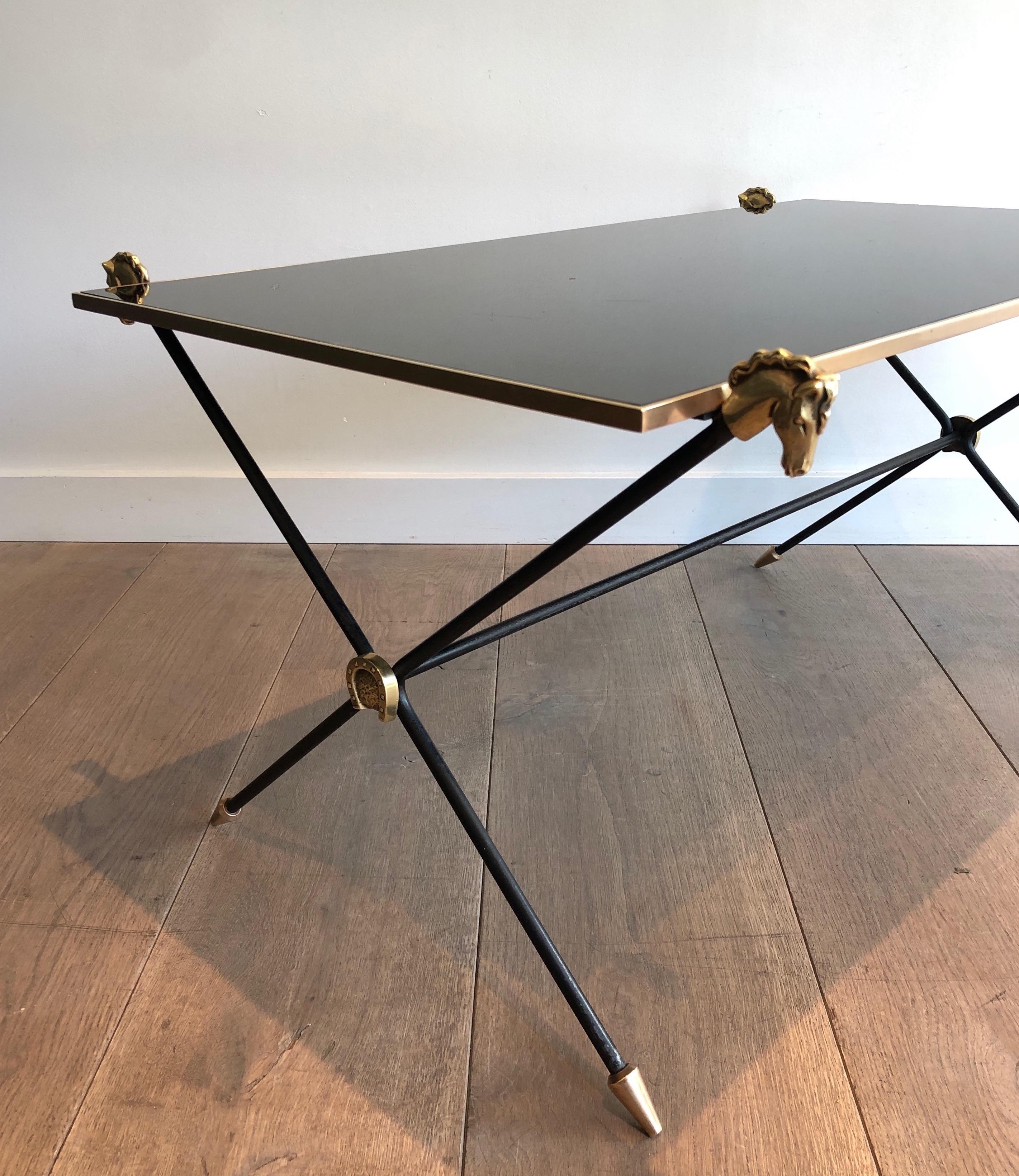 Horseheads and horseshoes Coffee Table by Maison Jansen In Good Condition For Sale In Marcq-en-Barœul, Hauts-de-France