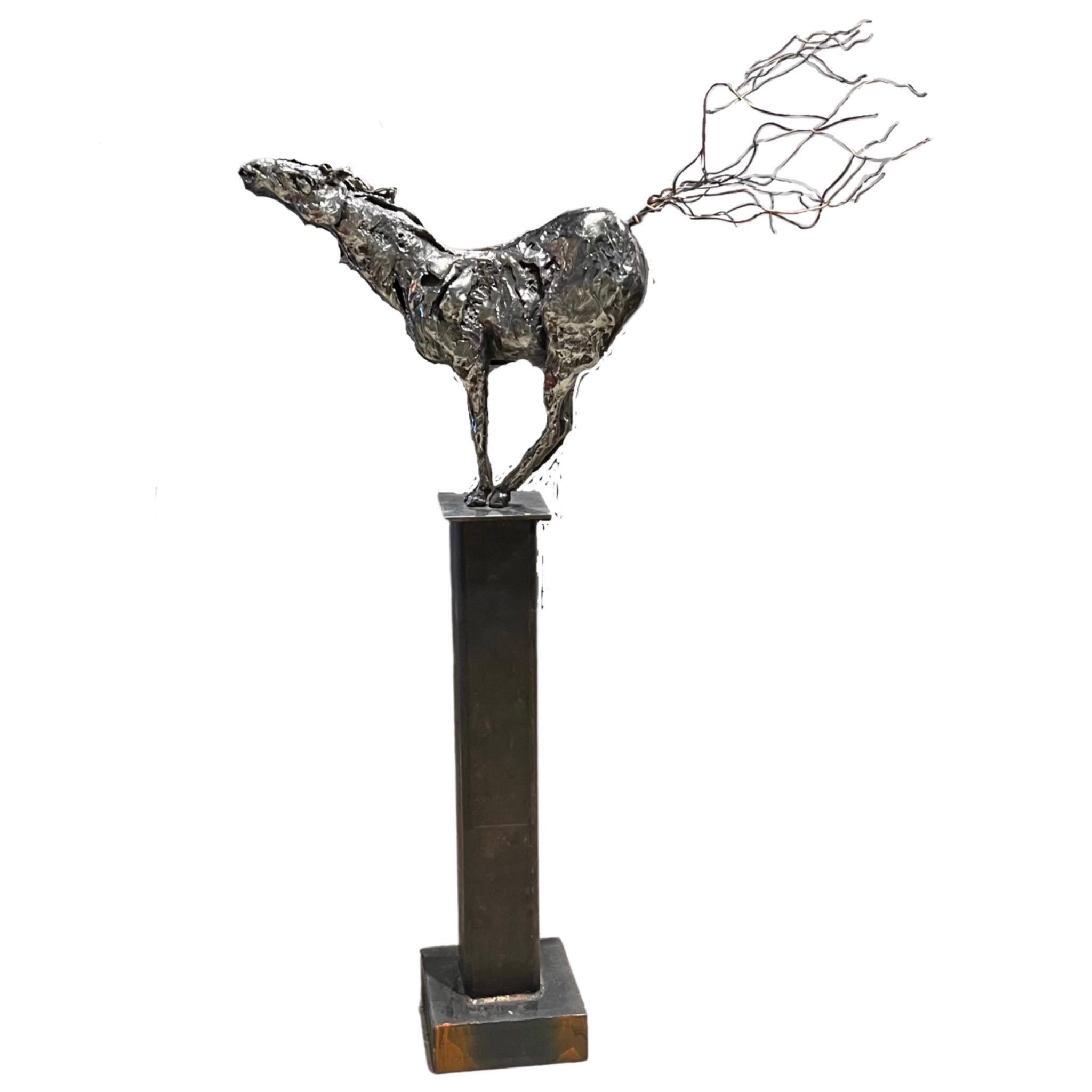 Américain Sculpture de cheval en métal autoportante Horselaugh en vente