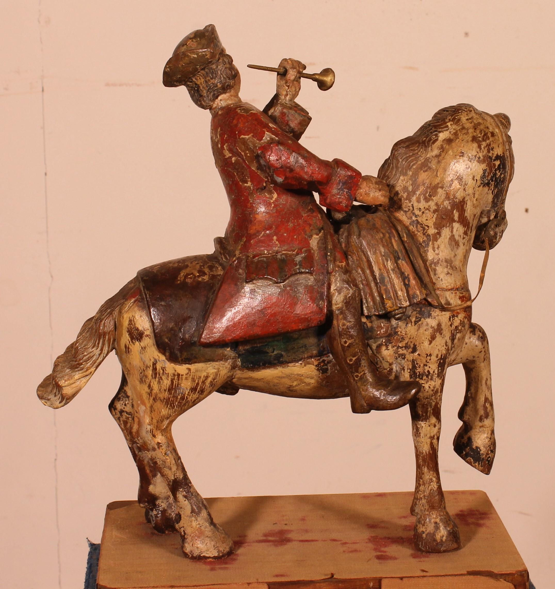 Horseman in Carved Wood-18th Century 3
