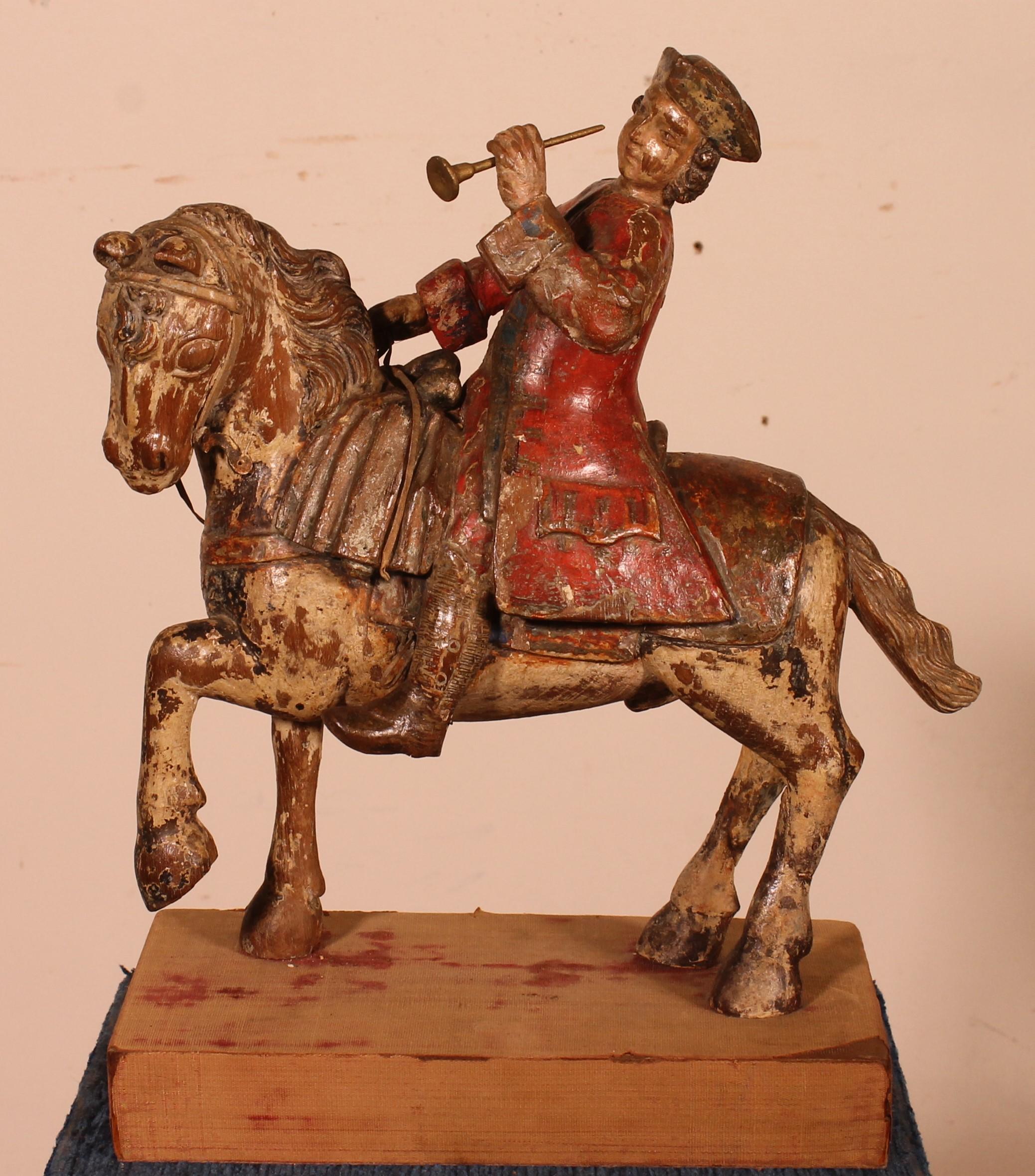 Horseman in Carved Wood-18th Century 6