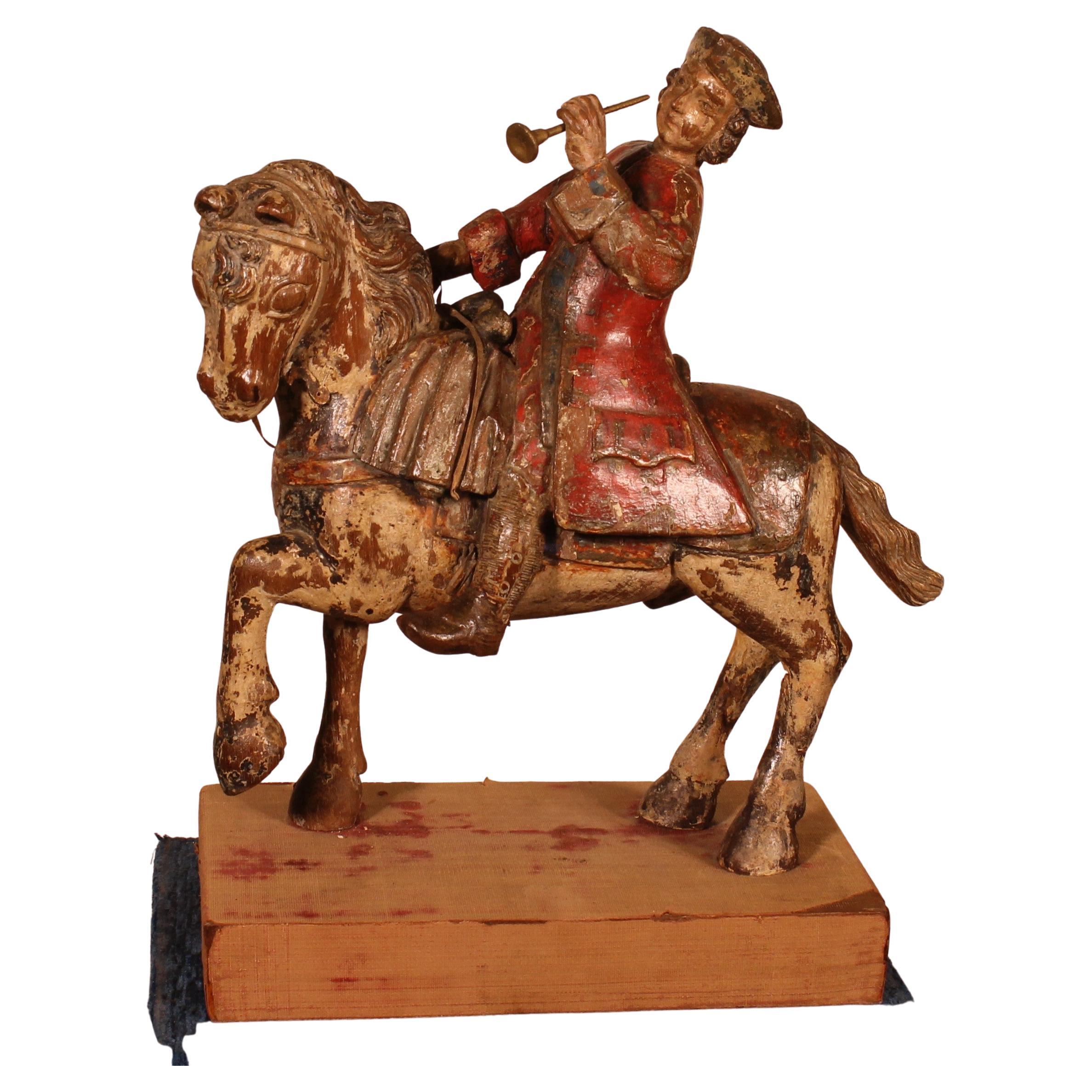 Horseman in Carved Wood-18th Century