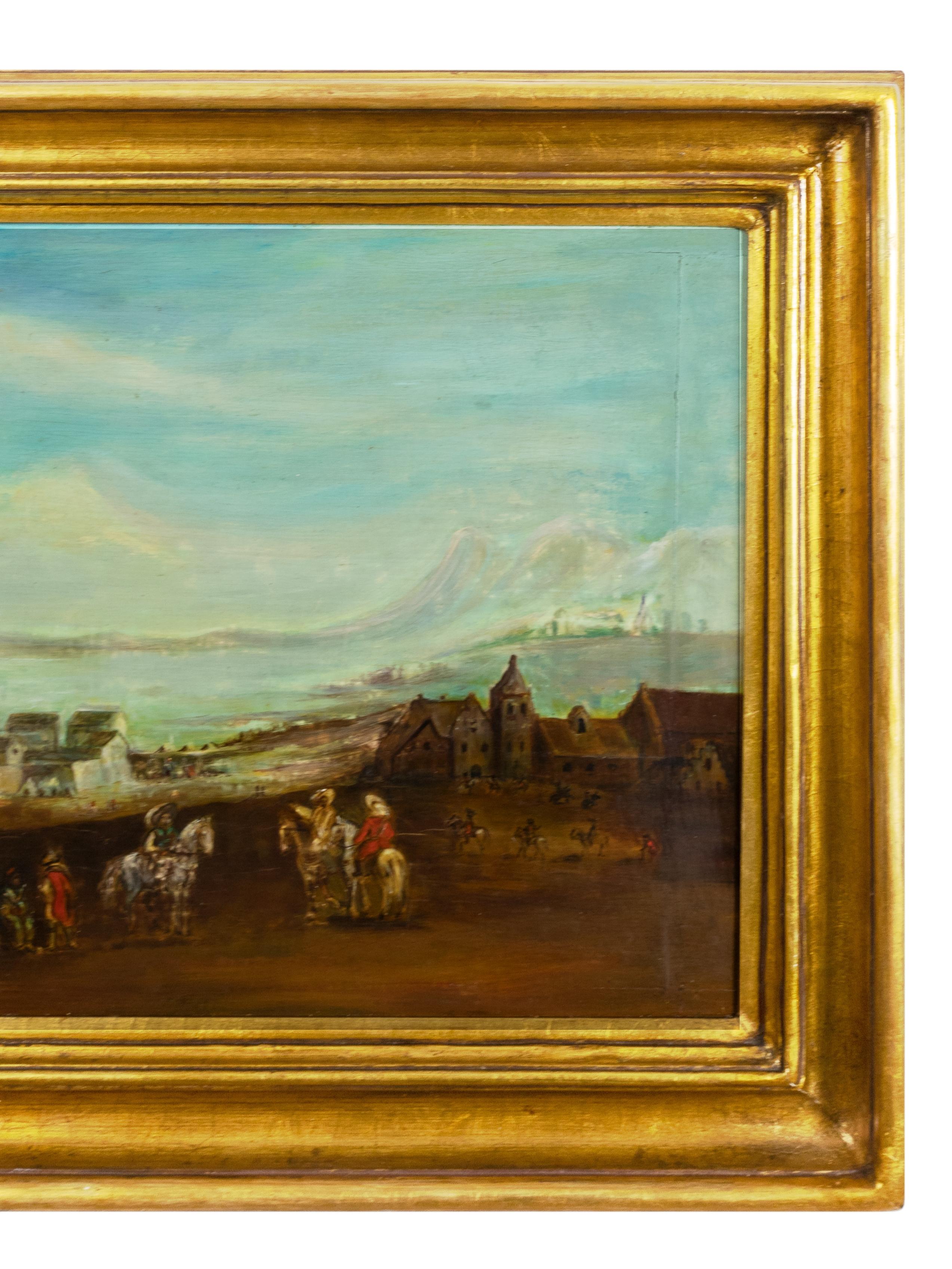 Romantic Horseman Landscape Painting, Early 20th Century For Sale