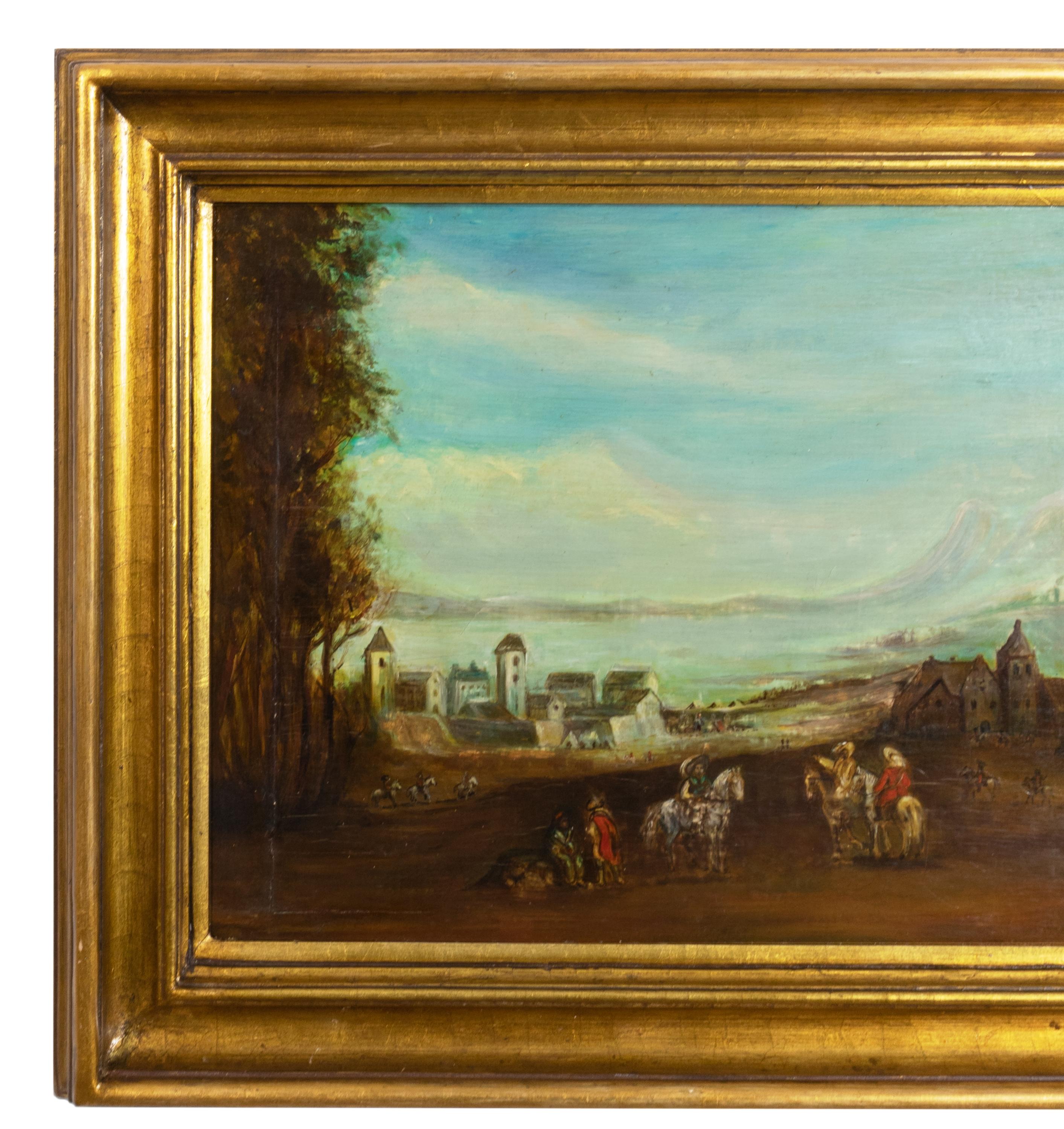 French Horseman Landscape Painting, Early 20th Century For Sale