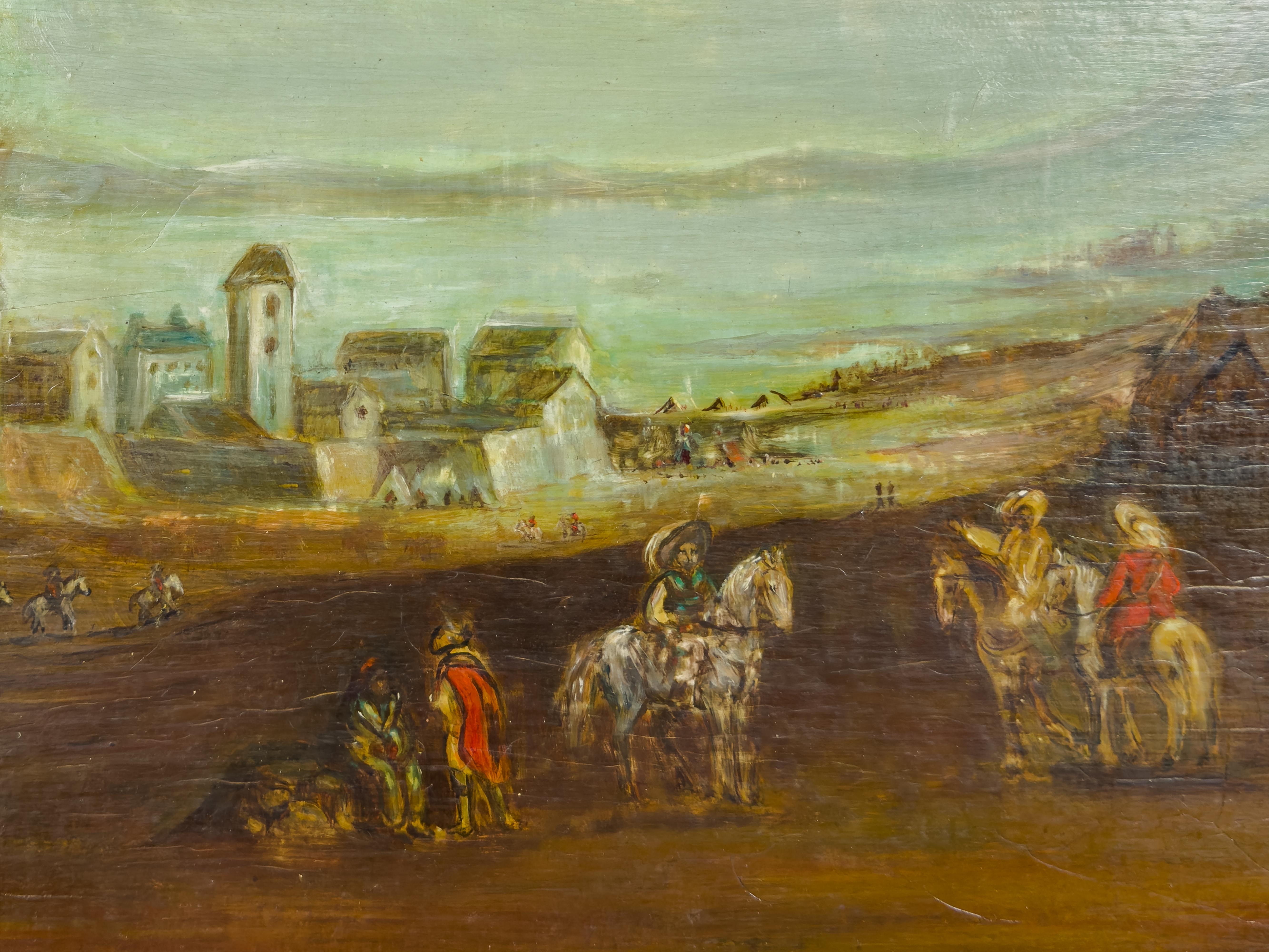 Pintura de paisaje con jinete, principios del siglo XX Aceitado en venta