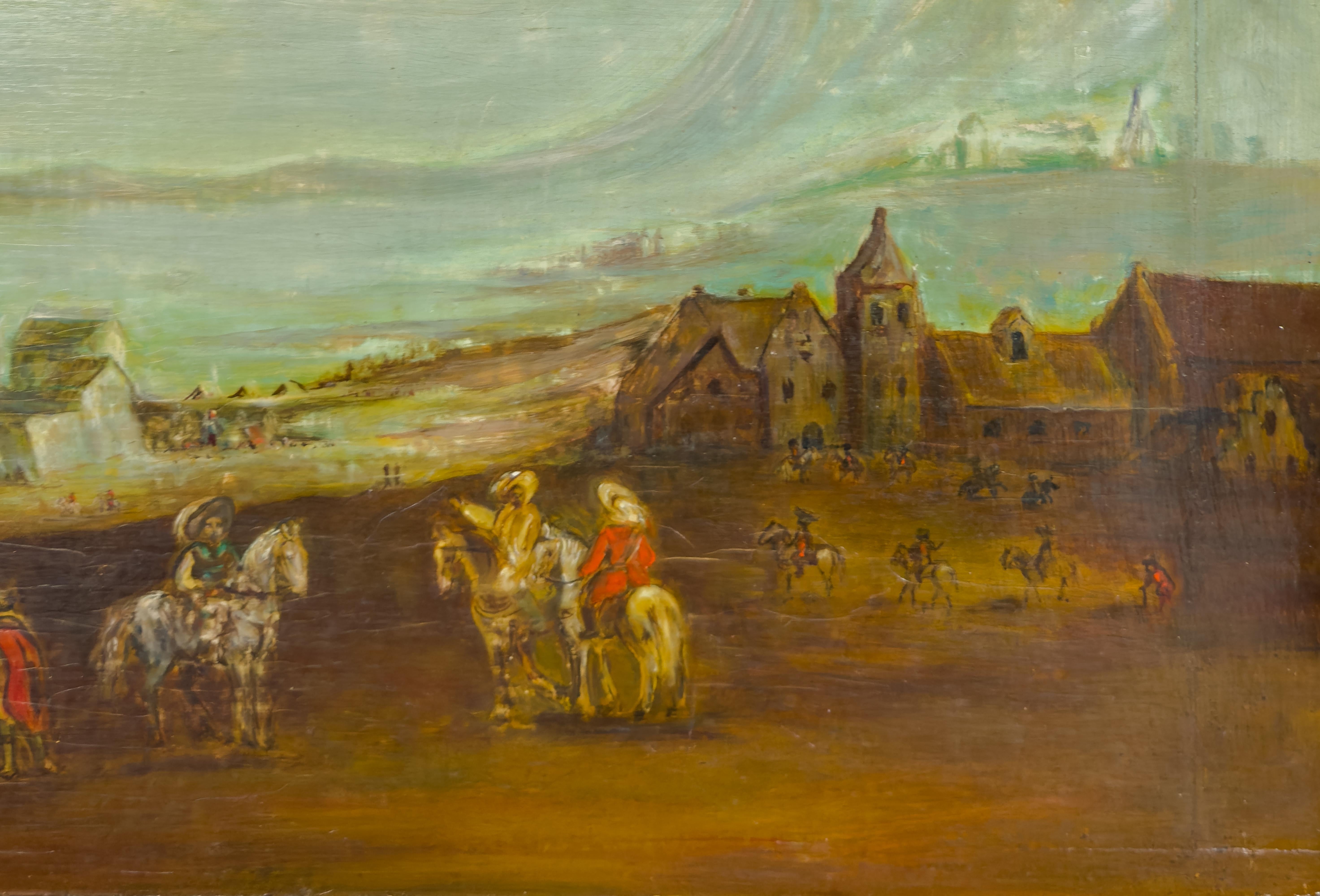 Pintura de paisaje con jinete, principios del siglo XX en Bueno estado para la venta en Lisbon, PT