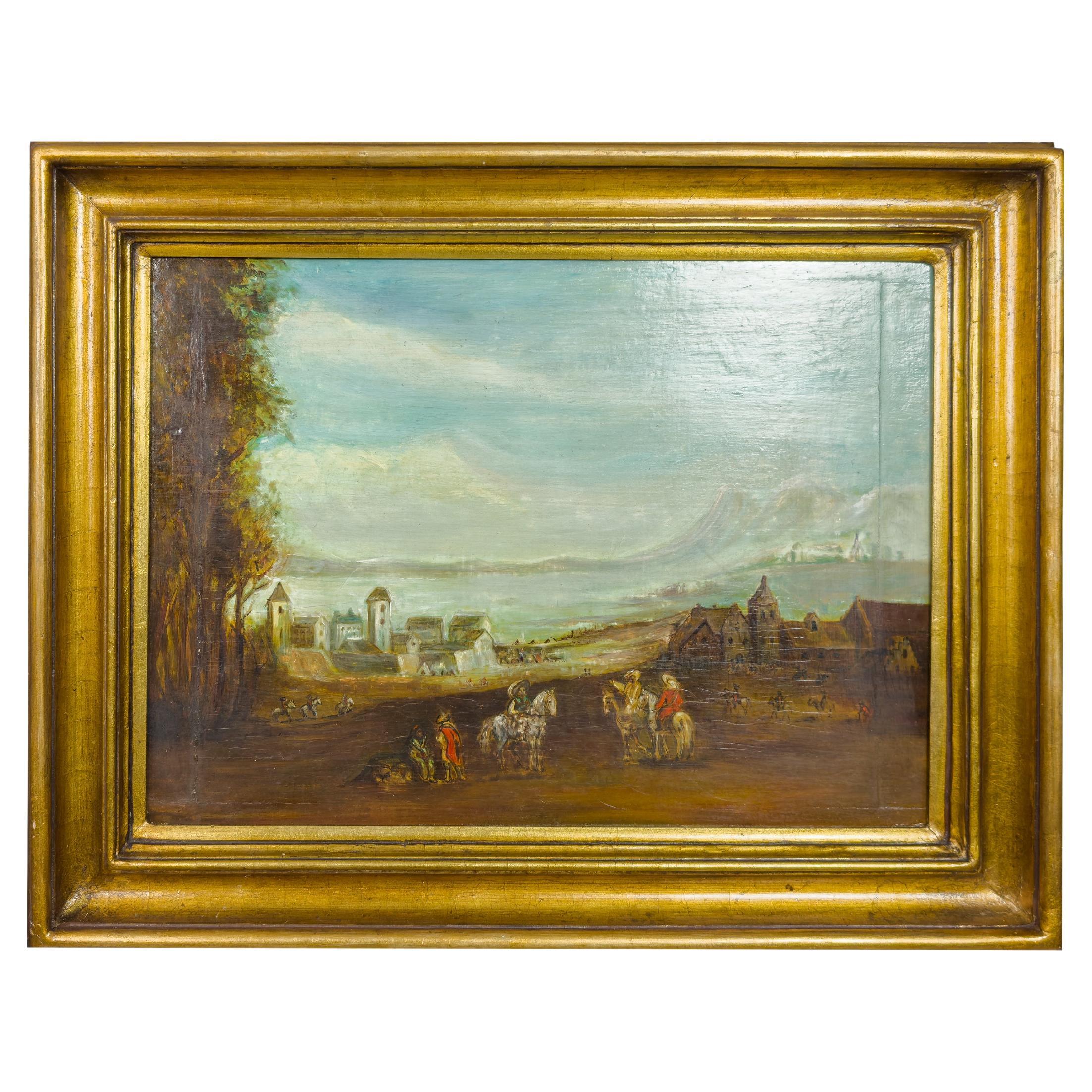 Pintura de paisaje con jinete, principios del siglo XX