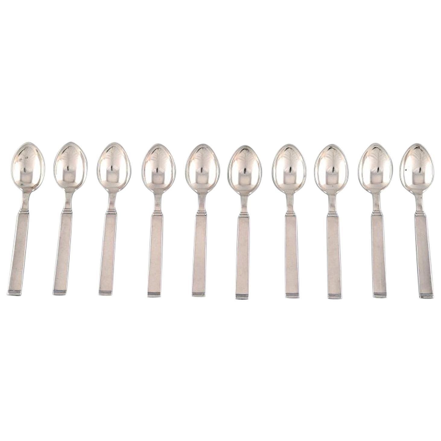 Horsens Denmark, "Funkis III", 10 Pcs, coffee Spoon, Art Deco Silver Cutlery For Sale