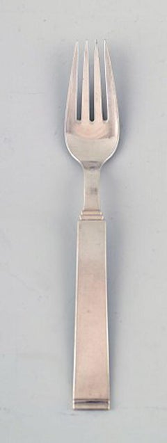 Horsens Denmark: "Funkis III", 4 Pcs, Lunch Fork, Art Deco Silver Cutlery