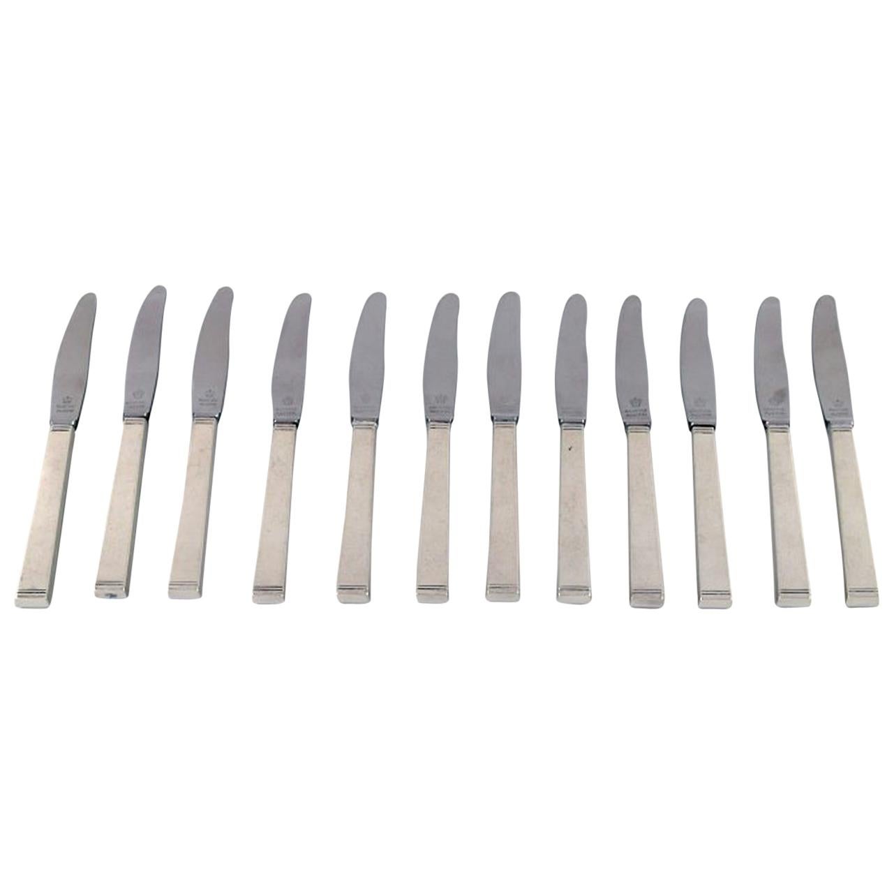 Horsens Denmark, "Funkis III", Set of 12 Fruit Knives, Art Deco Silver Cutlery