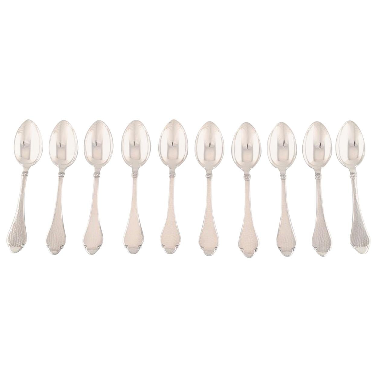 Horsens Silver, Denmark W & S Sørensen, 9 Pieces, Bernstoff Table Spoons For Sale