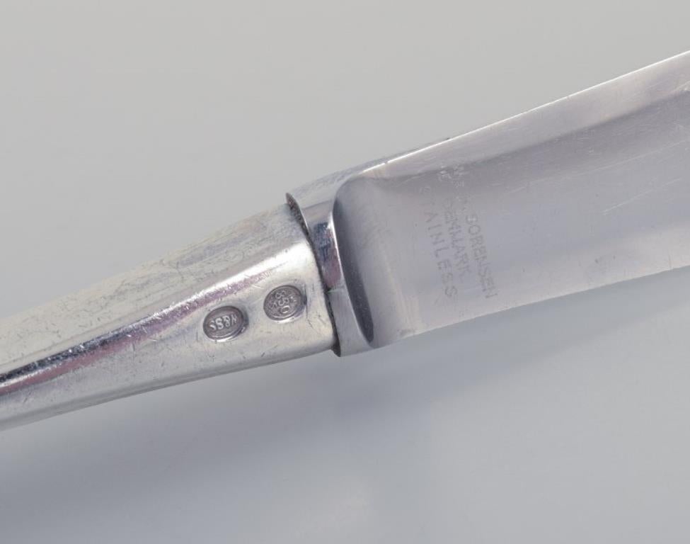 Mid-20th Century Horsens Silver. Three lunch knives in 830 silver with stainless steel blades. For Sale