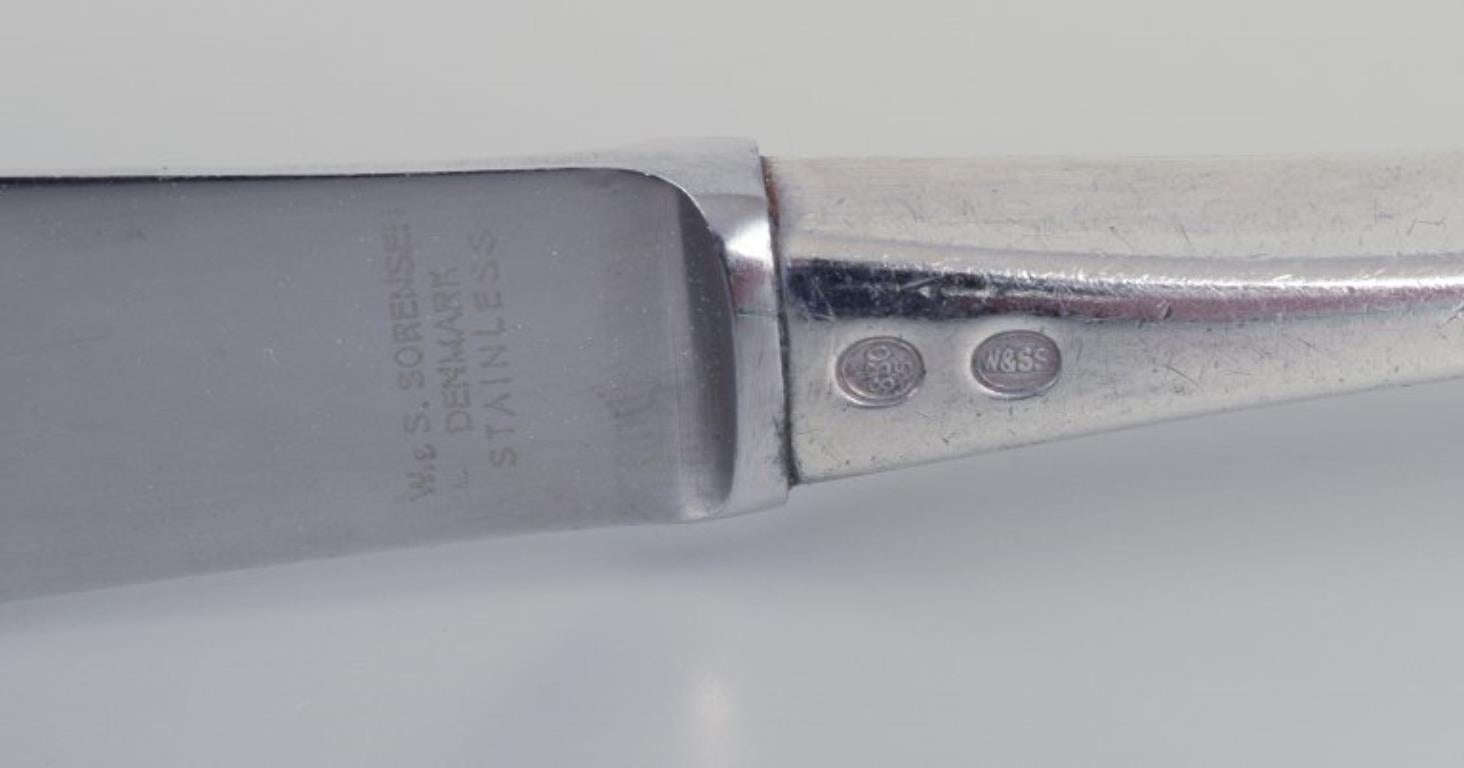 Acciaio inossidabile Horsens Silver. Tre coltelli da pranzo in argento 830 con lame in acciaio inossidabile. in vendita