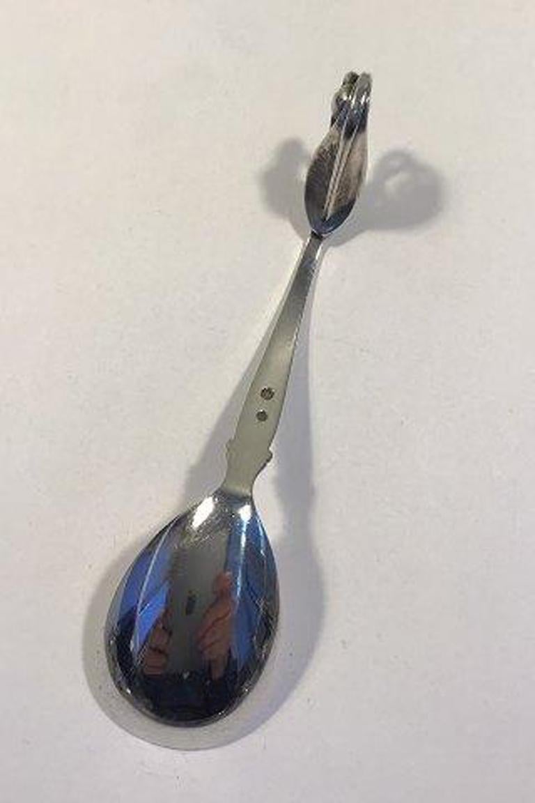 Horsens Sølv Ornamental Silver Compote Spoon In Good Condition For Sale In Copenhagen, DK