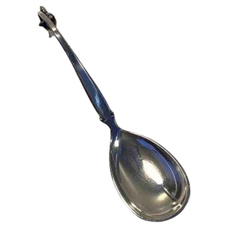 Horsens Sølv Ornamental Silver Compote Spoon For Sale at 1stDibs