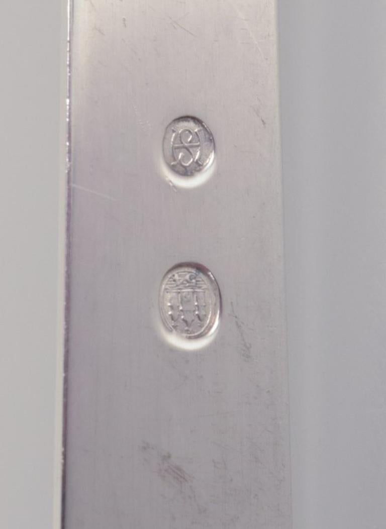 Argent Horsens Sølv. Ensemble de neuf fourchettes à pâtisserie danoises en argent 830. Style Art déco. en vente