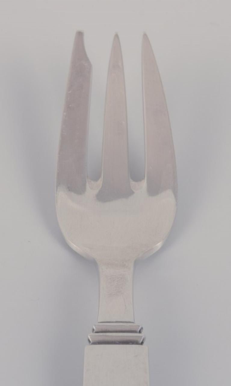 Horsens Sølv. Set of nine Danish pastry forks in 830 silver. Art Deco style.  For Sale 2