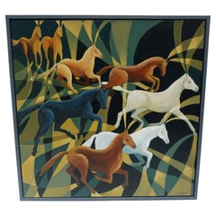 Une peinture contemporaine à l'huile sur toile « Horses » de Vera Jefferson 