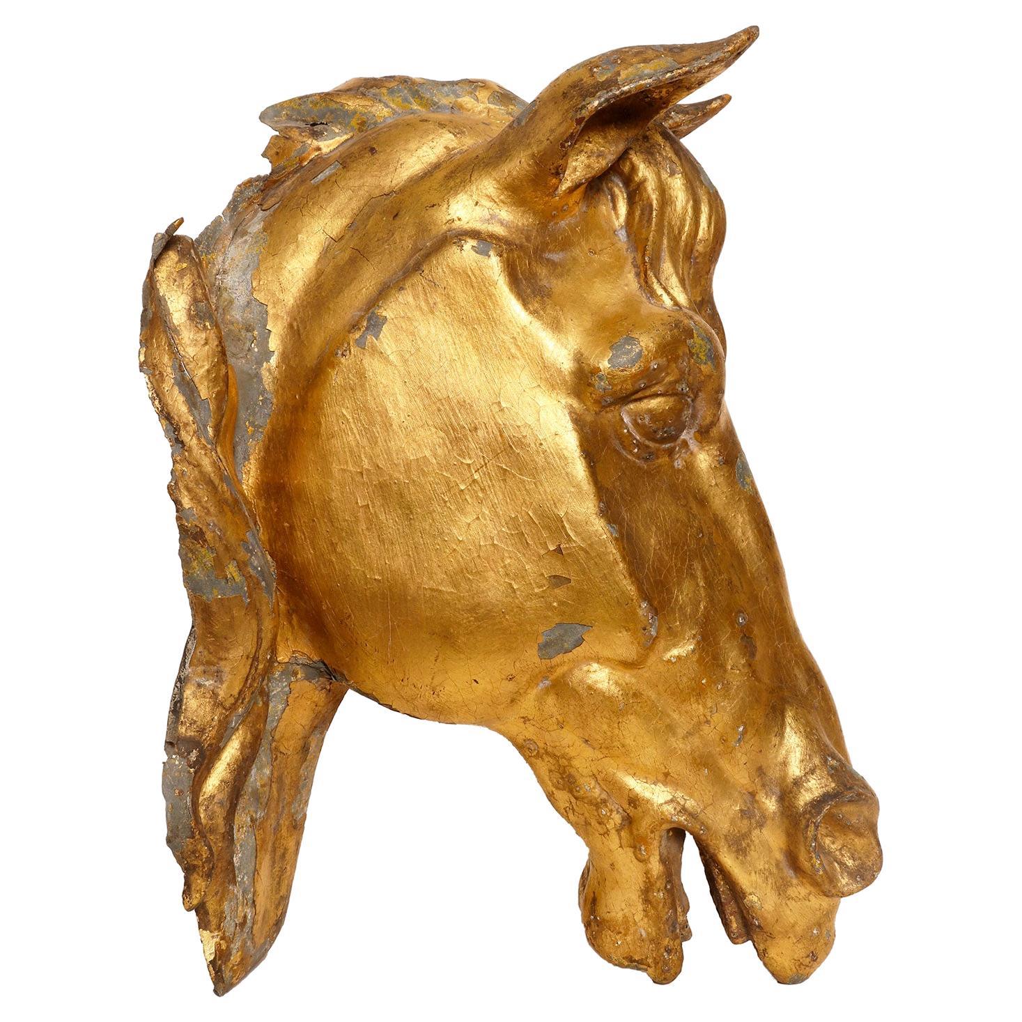 Horse’s Head Sculpture, Decorative Part of an English Country House England 1870 For Sale