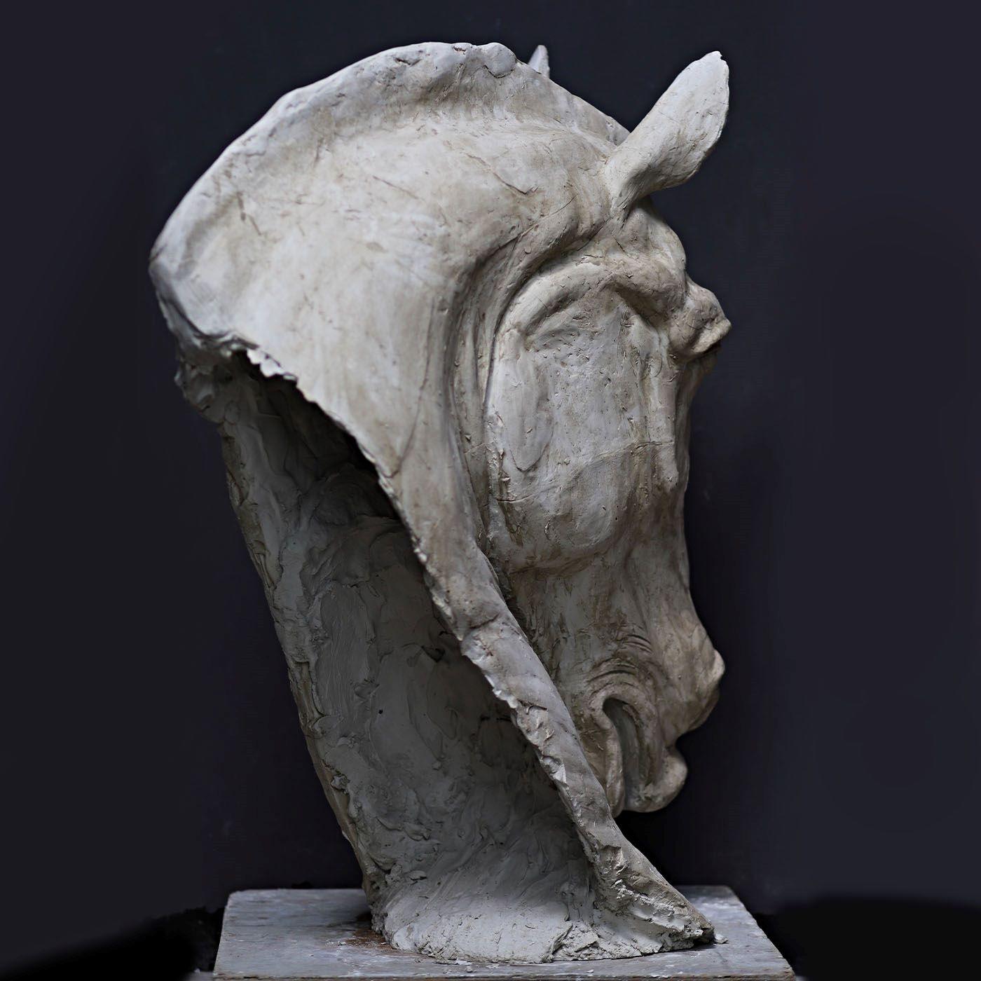 horse head clay sculpture