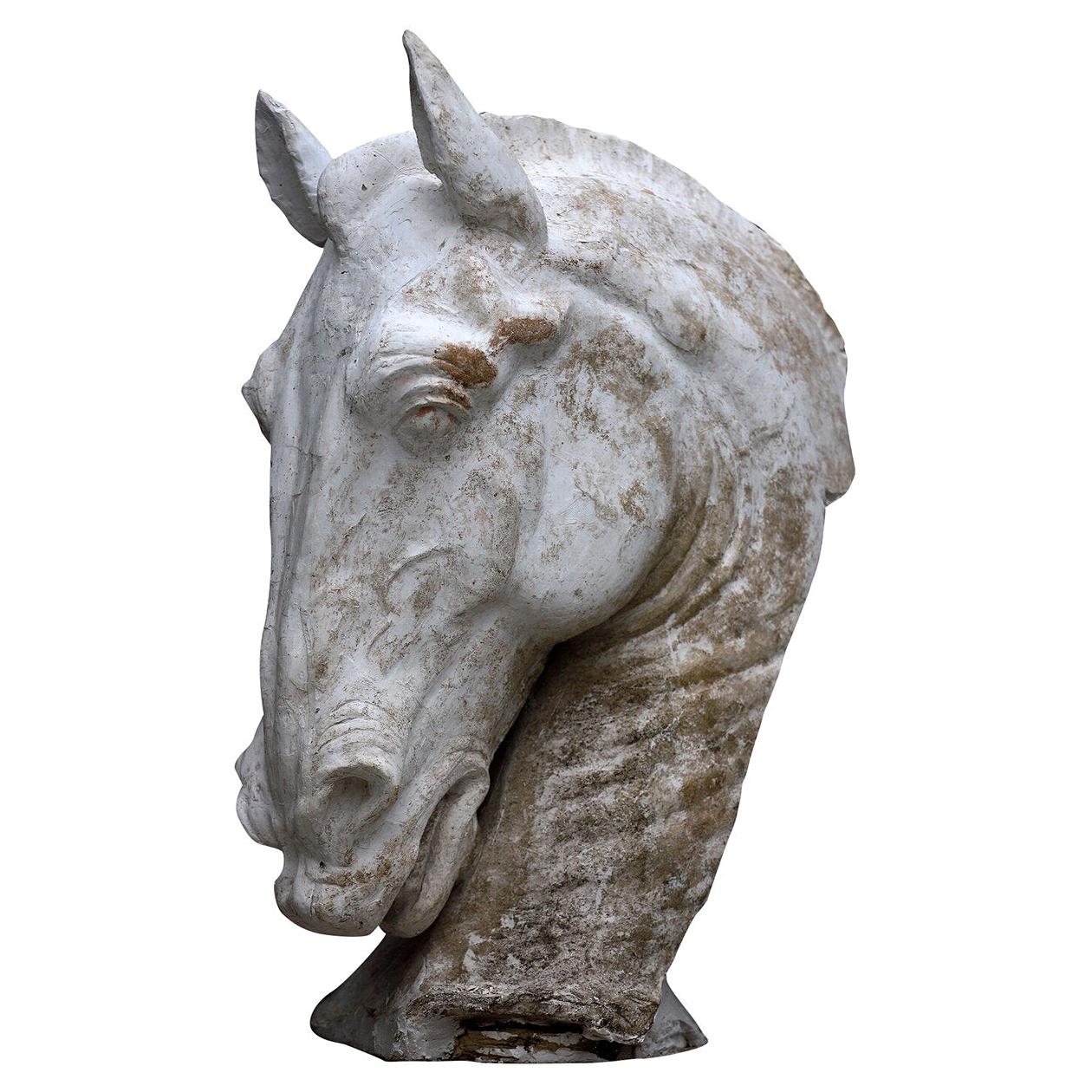 Cement Horse Heads Sculptures For Sale at 1stDibs