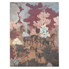 Horses in Autumn Forest Painting on Wood