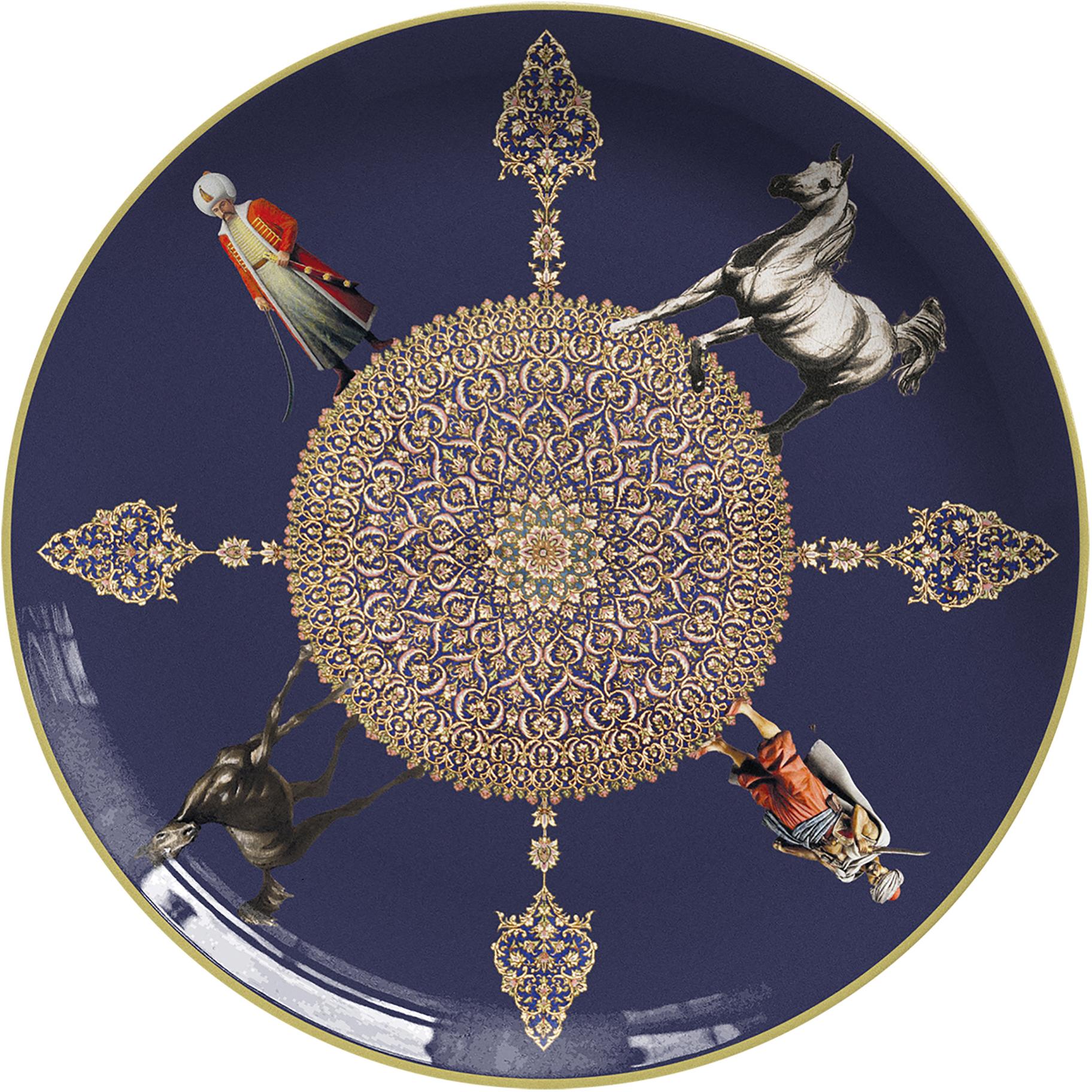 Horses Porcelain Dinner Plate by Vito Nesta for Les-Ottomans