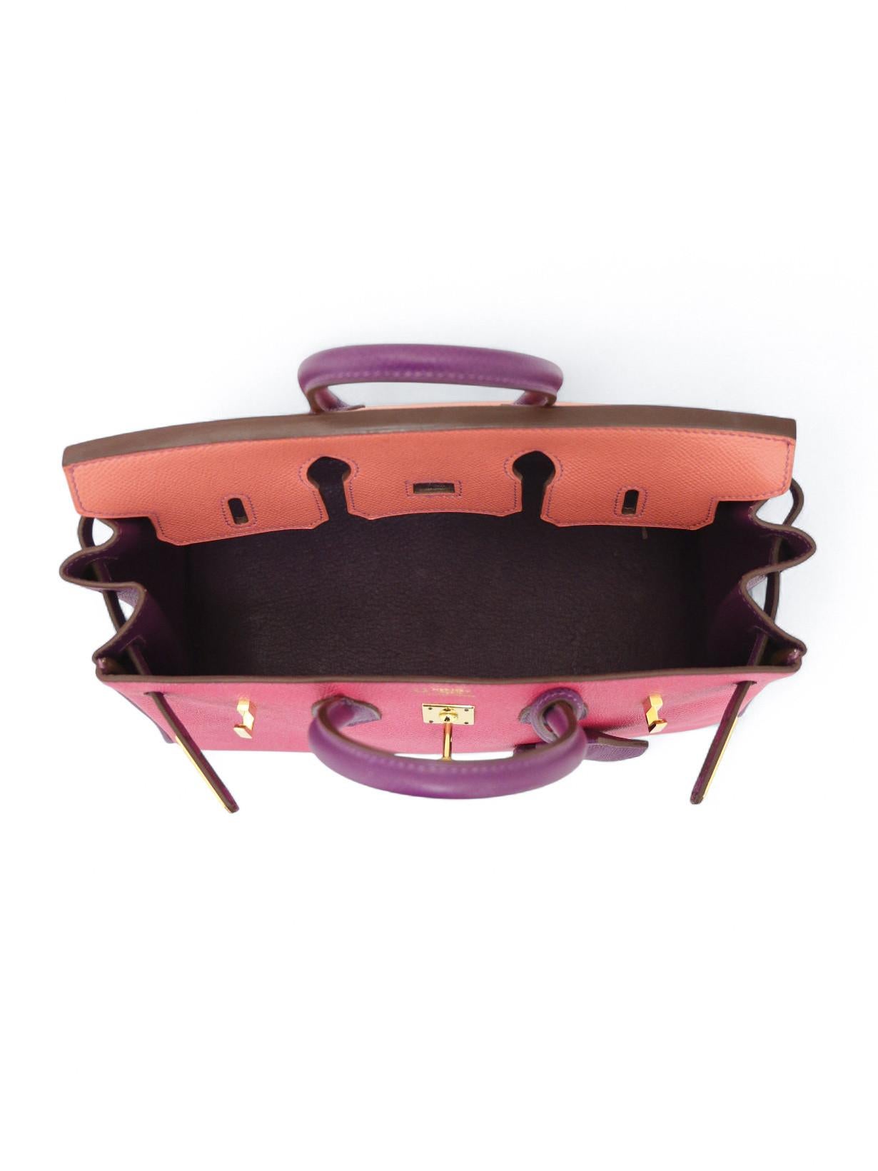 Rose Fer à cheval Birkin 25 Tricolore rose et violet en vente