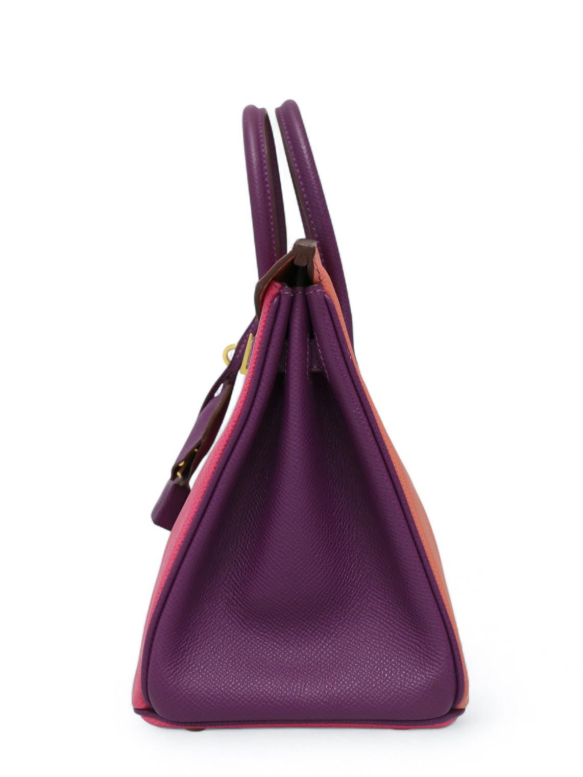 Fer à cheval Birkin 25 Tricolore rose et violet en vente 1