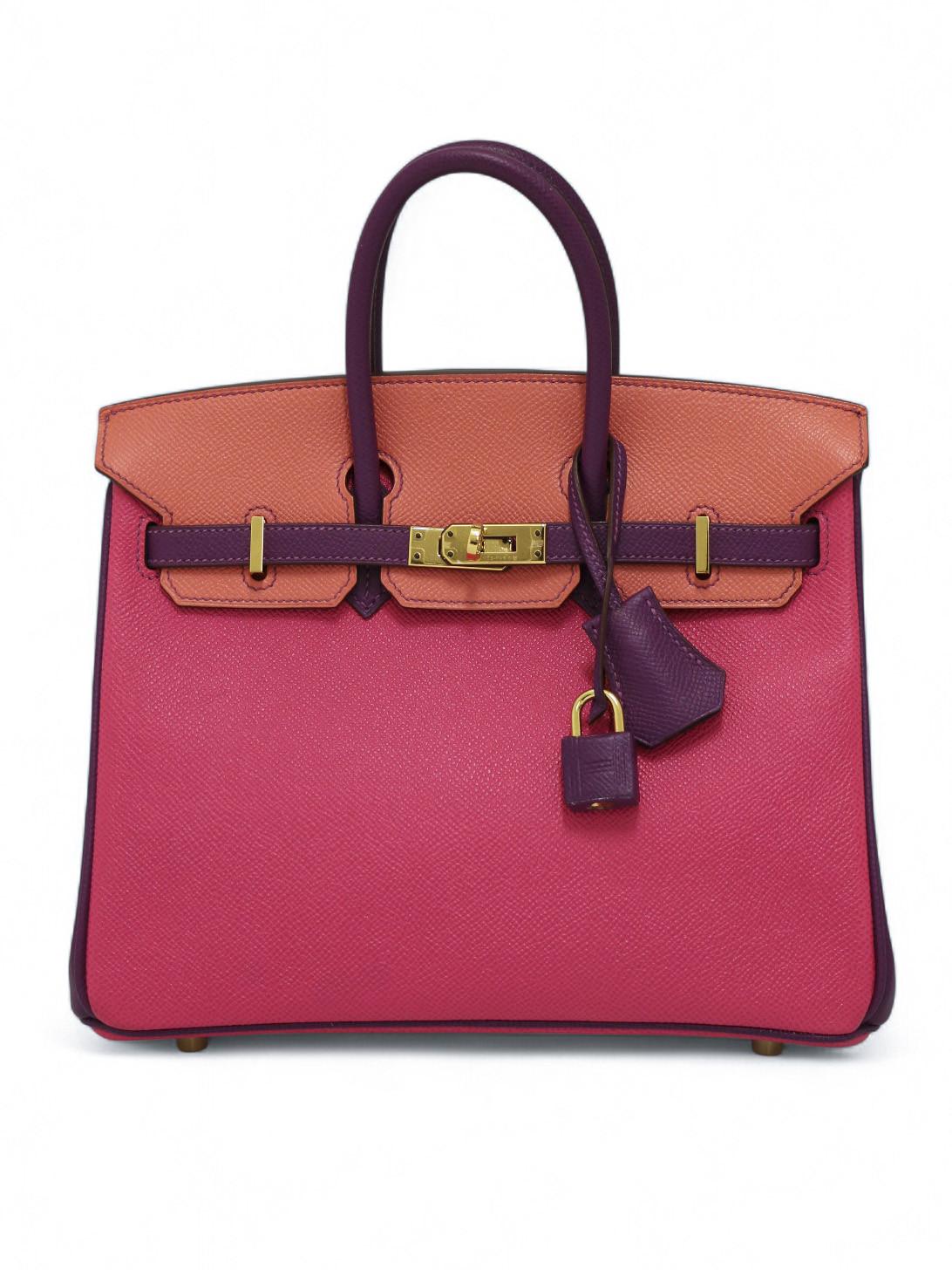 Fer à cheval Birkin 25 Tricolore rose et violet en vente 3