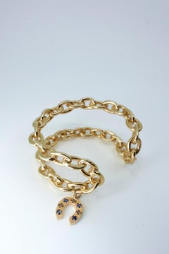 Horseshoe Charm Bracelet — Ruby & White Diamond — Victorian Talisman Jewelry