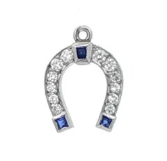 Horseshoe Charm with Diamond and Sapphire, Platinum
