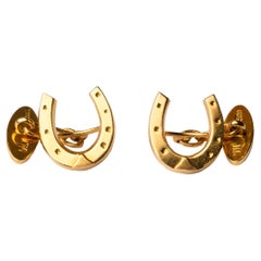 Italian Horseshoe Cufflinks signed Carlo Weingrill 18ct yellow gold