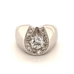 Horseshoe Diamond Ring in White Gold