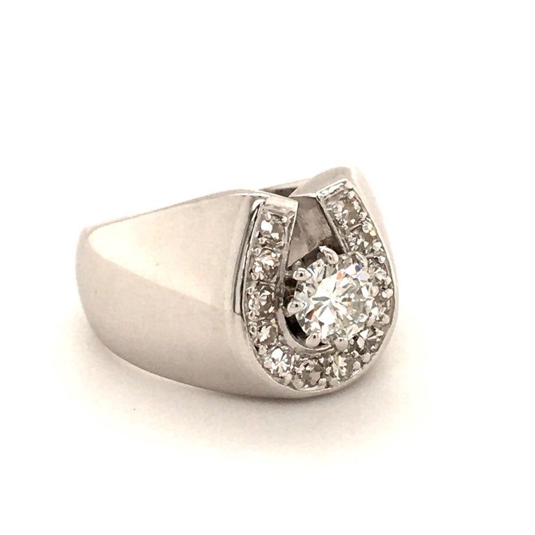 Horseshoe Diamond Ring in White Gold at 1stDibs