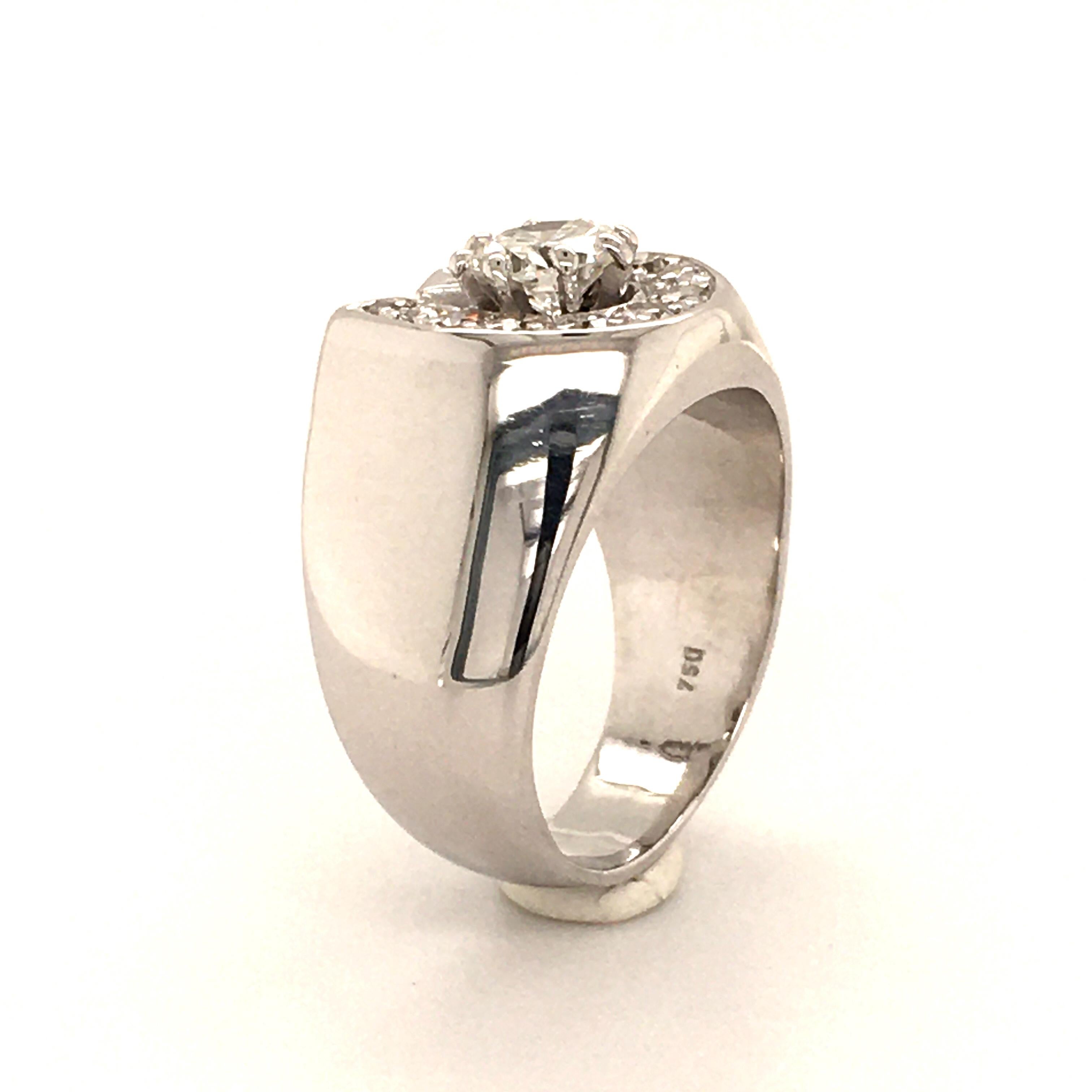 Women's or Men's Horseshoe Diamond Ring in White Gold