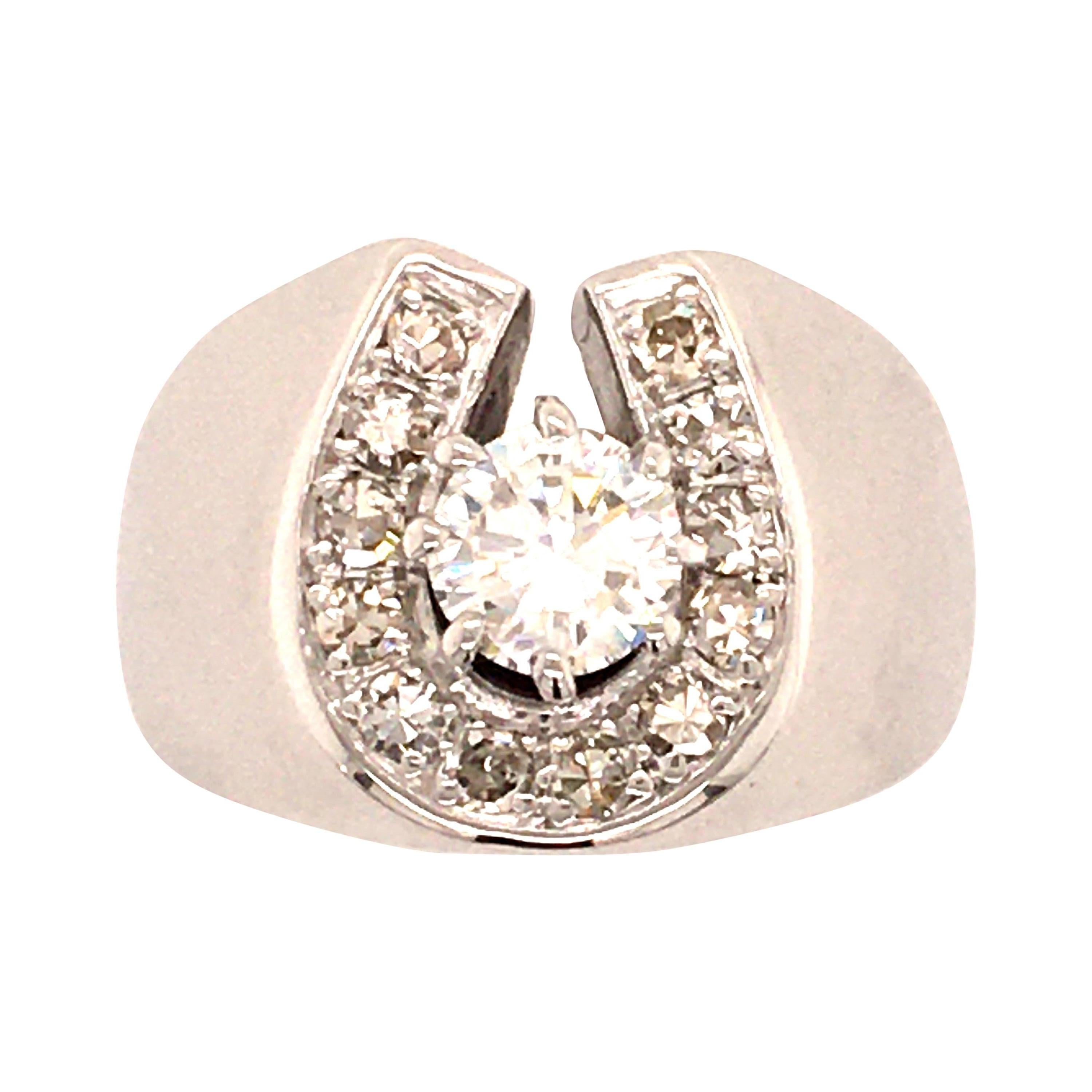 Horseshoe Diamond Ring in White Gold