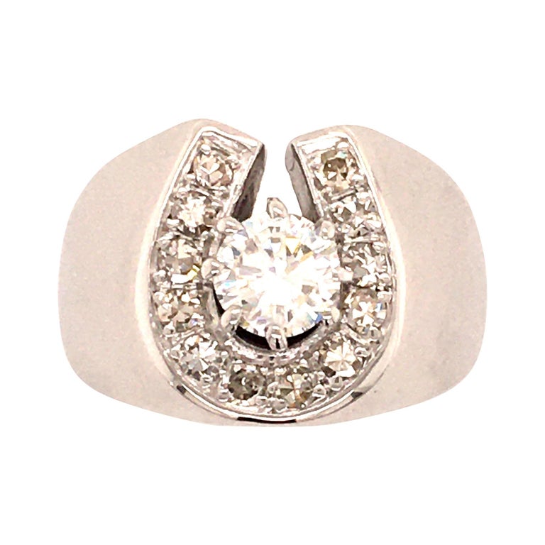 Horseshoe Diamond Ring in White Gold at 1stDibs | white gold horseshoe ring