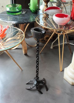 Wrought Iron Chain Link Standing Ashthay with Horseshoe Detail, France 1950s
