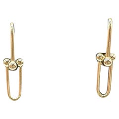 Horseshoe Link Earrings 14kt Yellow Gold 25.2mm Hollow New