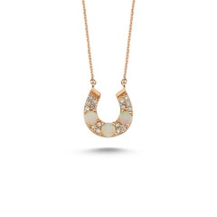 Horseshoe Necklace in 14K Rose Gold with 0.09ct White Diamond by Selda Jewellery