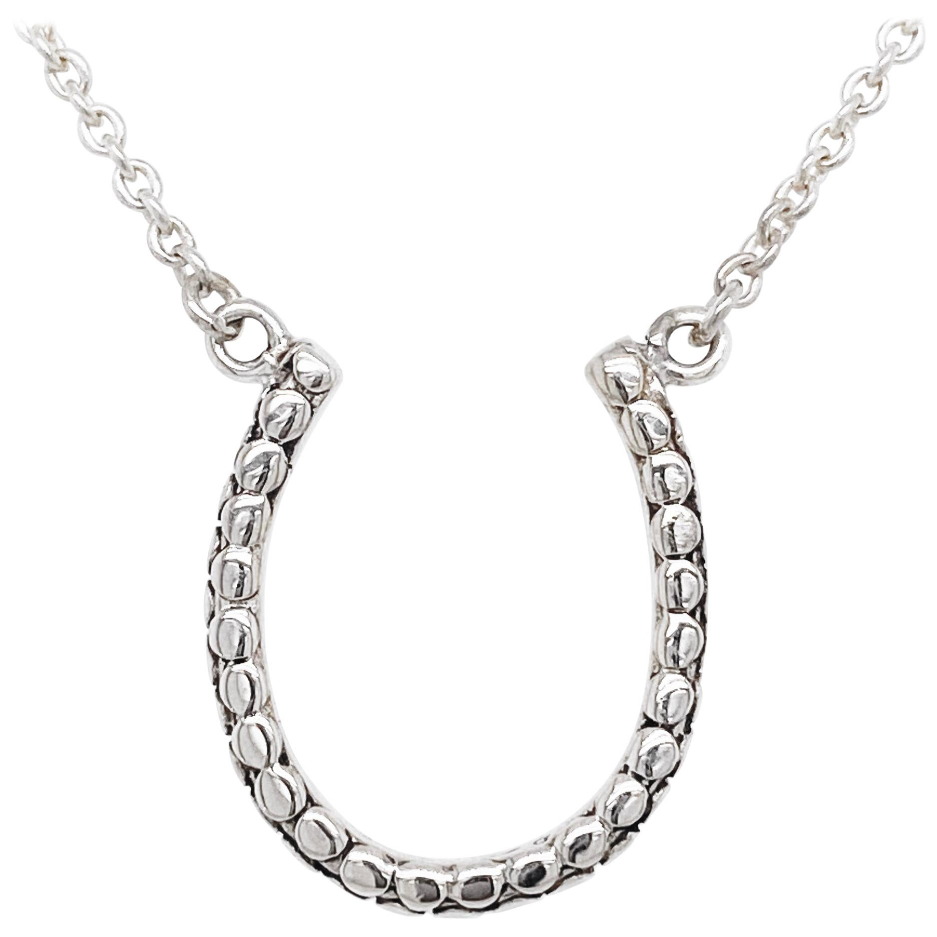 Horseshoe Necklace Sterling Silver Horseshoe Pendant Textured Good Horseshoe Necklace Sterling Silver Horseshoe Pendant Textured Good