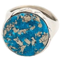 Horseshoe Pass Ring: Sterling Silver & Kingman Turquoise with Pyrite Matrix