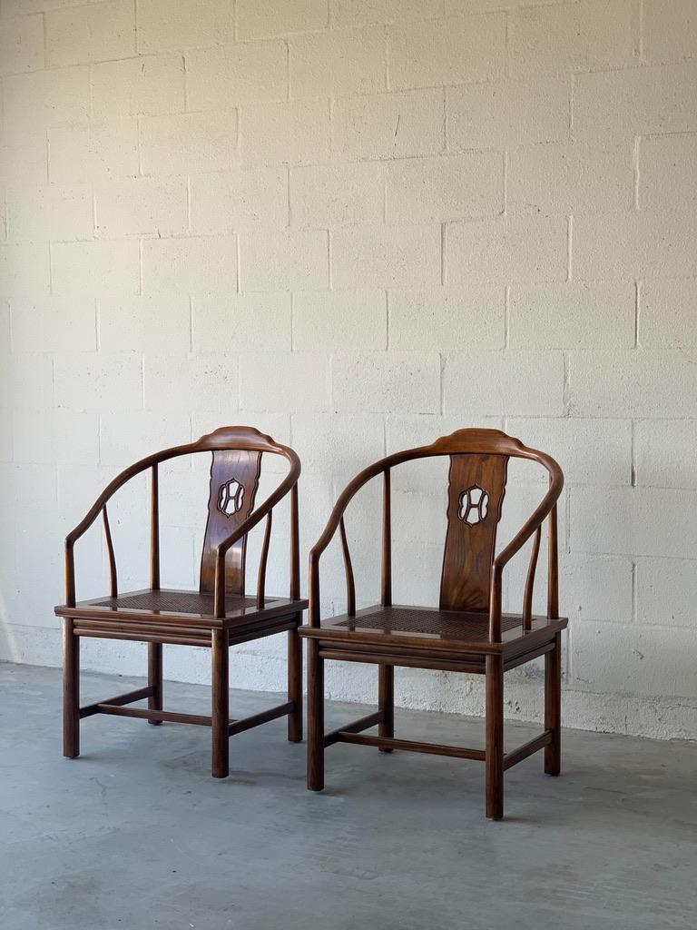 Horseshoeback Chinoiserie Arm Chairs, a Pair 1