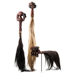 Horsetail Flywhisk with Beaded Leopard Finial from Cameroon Grasslands