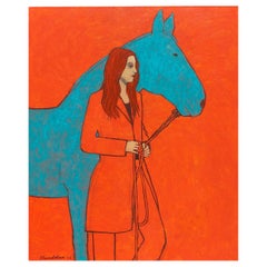 James Strombotne:: peinture "Horsewoman in Red" (cavalière en rouge)